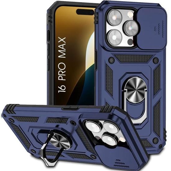 Niunisi Coque De Protection Pour IPhone 16 Pro Max, Avec Support, Compatible Avec Mag-Safe Avec Support Réglable, Résistante Aux Chocs, Compatible Avec IPhone 16 Pro Max 6,9, Noir