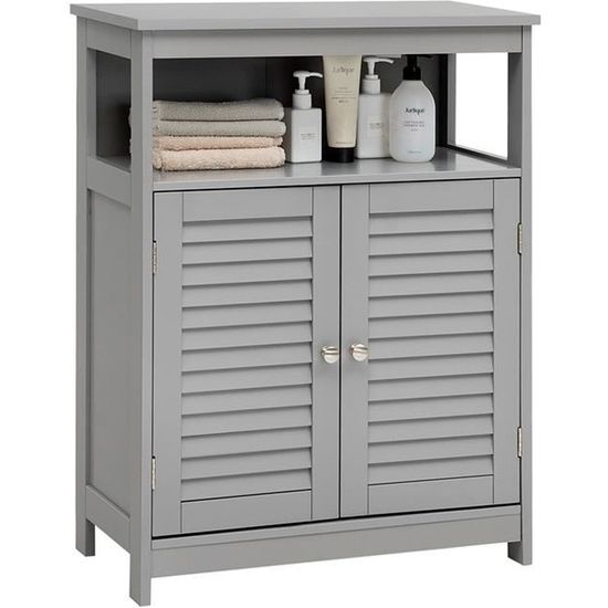 Armoire Salle De Bain Haute Giantex 180cm - 2 Portes, Tiroir, 5 étagères - Blanc - Rangement Toilette, Salon