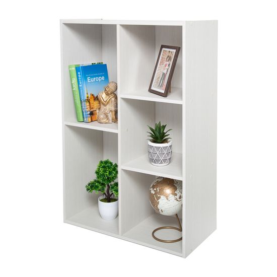 Meuble Rangement 2 Étages Iris Ohyama - Blanc Chêne - 42x29.7x102.9 Cm - Bureau/Chambre/Salon