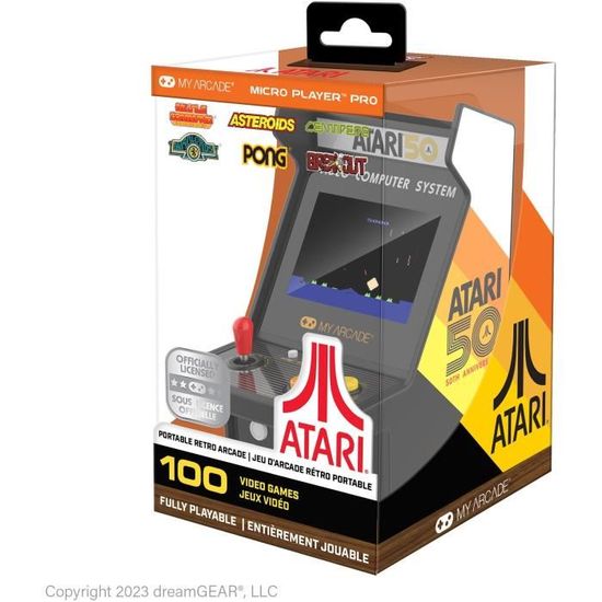 Console Rétrogaming - Atari - Micro Player PRO - 100 jeux intégrés - Ecran 7cm Haute Résolution