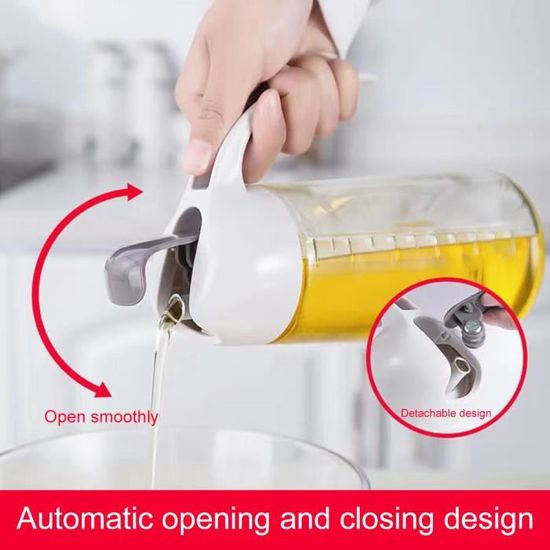 Distributeur D'Huile En Verre Borosilicate 500 Ml - Bec Verseur Précision - Pour Sauce Soja, Vinaigre, Huile
