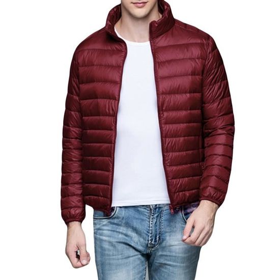 Doudoune MISSMAO Legere Homme Fermeture Eclair Sportif Manches Longues Down Jacket Printemps ou Automne Rouge Rouge Cdiscount Pret a Porter