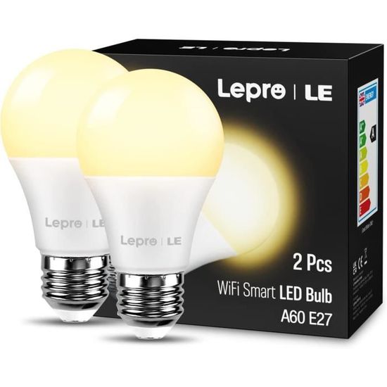 Pack De 2 Ampoules Connectées Lepro LED A60 E27 - WiFi 60W - Smart Home - Neuf Sous Blister