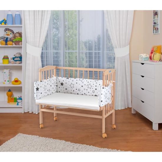 Lit Cododo Waldin - Hauteur Réglable Bois Hêtre Massif Blanc Laqué - Surface 90x55cm