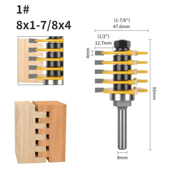Fraise à Joint De Doigt Carbure 8mm - Pour Défonceuse/routeur - Travail Du Bois