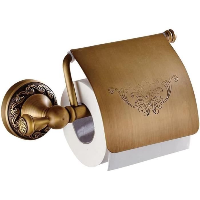 Support Rouleau Papier Toilette En Laiton Bronze Antique - Accessoire Salle De Bain Robuste, Motif Sculpté