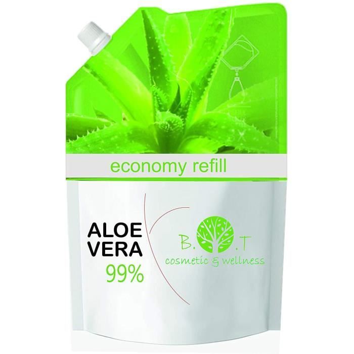 100% Naturel Gel de Aloe Vera Hydratant Visage Corps Cheveux Après l'épilation 500 ML Recharge Économique