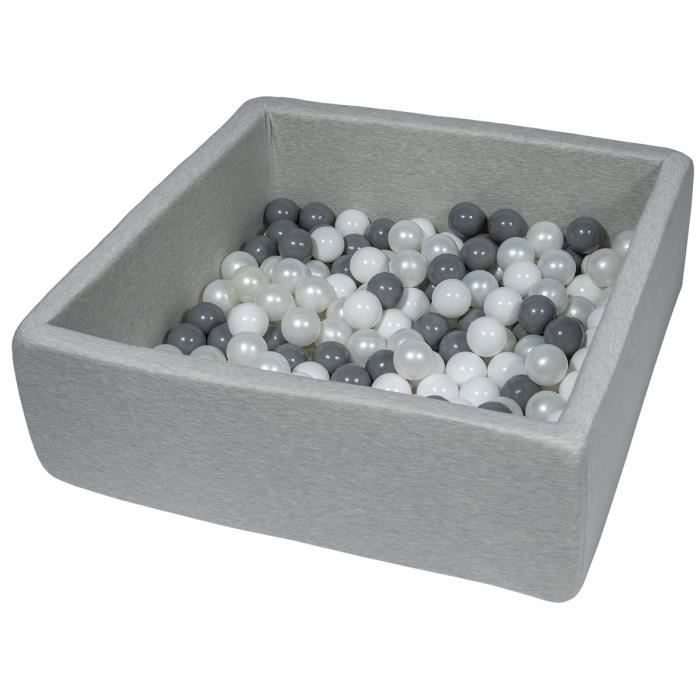 Velinda - 24171 - Piscine à balles pour enfant, dimensions: 90x90 cm, Aire de jeu + 150 balles blanc, perle, gris