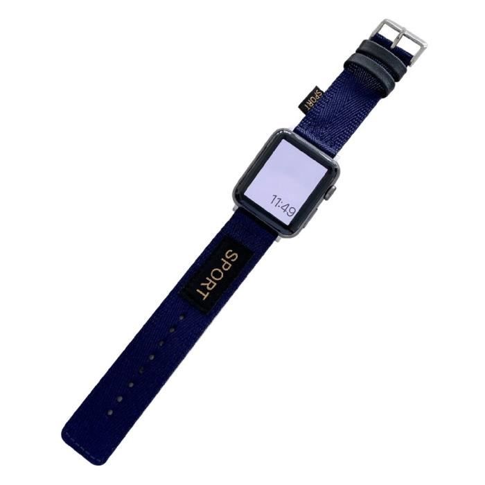 Dulcii's Sangle De Remplacement En Nylon Pour Apple Watch 4-5-6-SE 40mm, 1-2-3 38mm- Bleu Marin