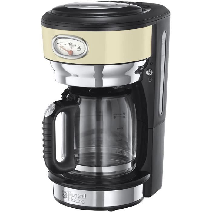 Bouilloire électrique Machine à Café, Cafetière Filtre 1,25L 1000W, Rapide, Plaque Chaude, Design Vintage - Crème 21702-56 Retro-POI