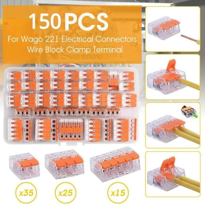 150 pcs -Connecteurs électriques pour Wago 150,2 jeux de 221 pièces,bloc de câbles,bornes de câbles