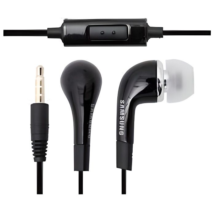 Kit pieton avec ecouteurs intra auriculaire stereo noir origine Samsung EHS64AVFWE prise 3.5 mm