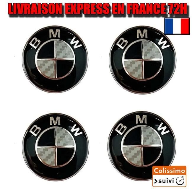 4x Cache Moyeu Jante Centre De Roue enjoliveur BMW 56mm Fibre de carbone NOIR