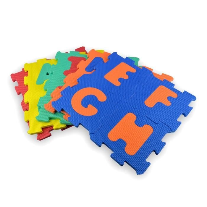 529057 Tapis puzzle en mousse 20 pièces à assembler 15x15 cm lettres et chiffres