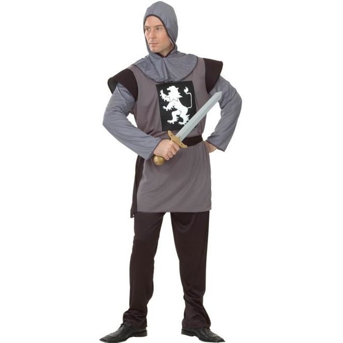 Déguisement chevalier médiéval gris homme