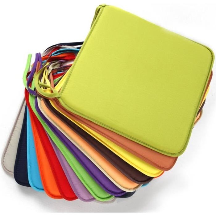 Coussinets d'assise de chaise carrée, Polyester amovible confortable Chaise de salle à manger Coussins galettes de, pour