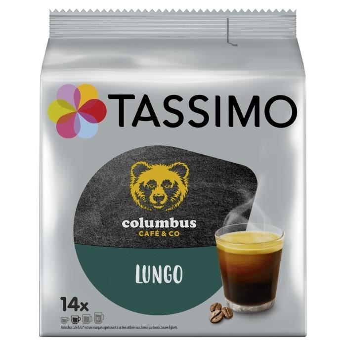LOT DE 12 - TASSIMO Columbus lungo Café dosettes - paquet de 14 dosettes
