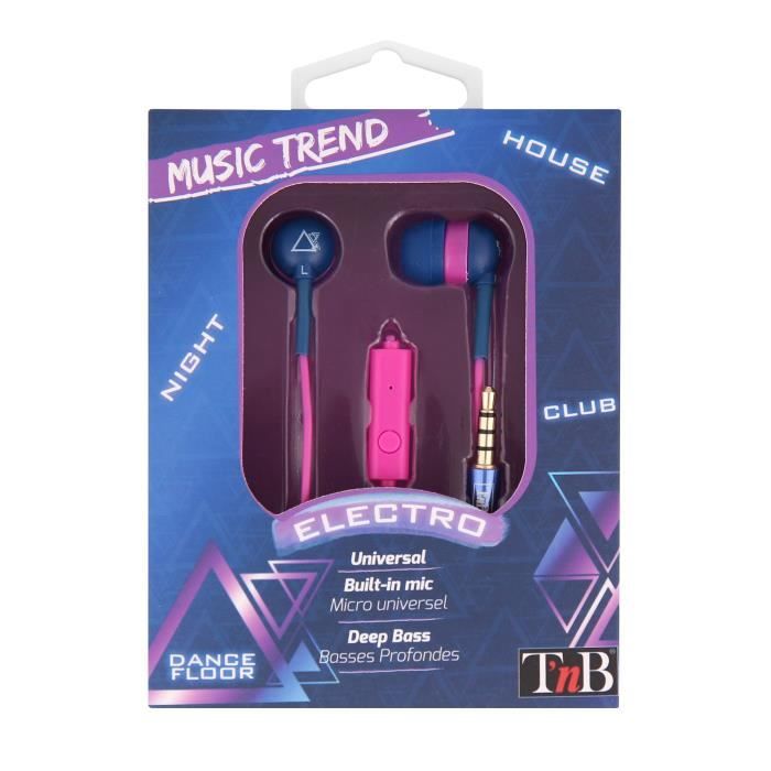 T'NB Music trend 2 Electro Ecouteurs intra-auriculaire avec micro intrégré - Rose / Bleu