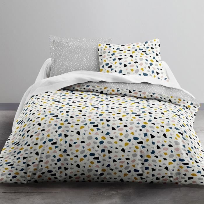 Housse de couette 220x240 Ellensburg + 2 taies 100% coton 57 fils Blanc