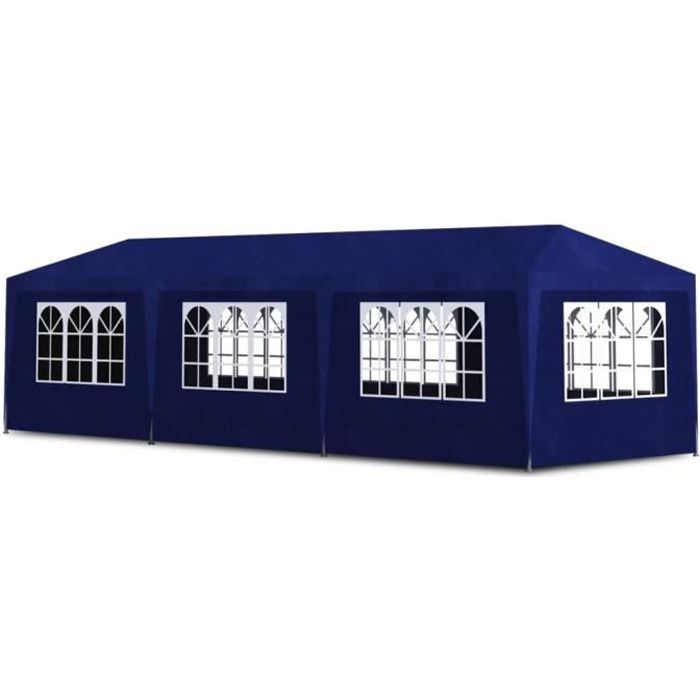 vidaXL Tonnelle de jardin Tente de réception 8 murs Bleu 9 x 3 x 2,5 m