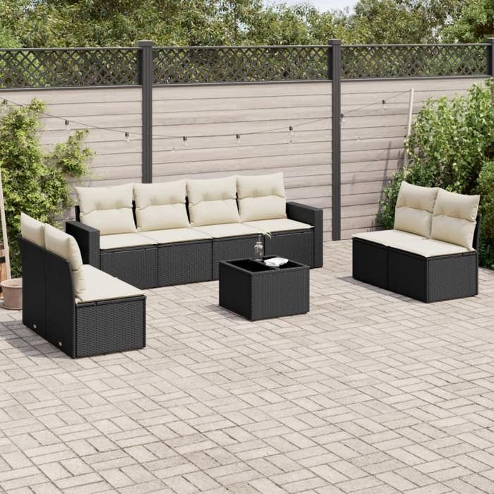 VidaXL Ensemble Salon de Jardin 9 Pièces avec Coussins Aluminium - vue 2