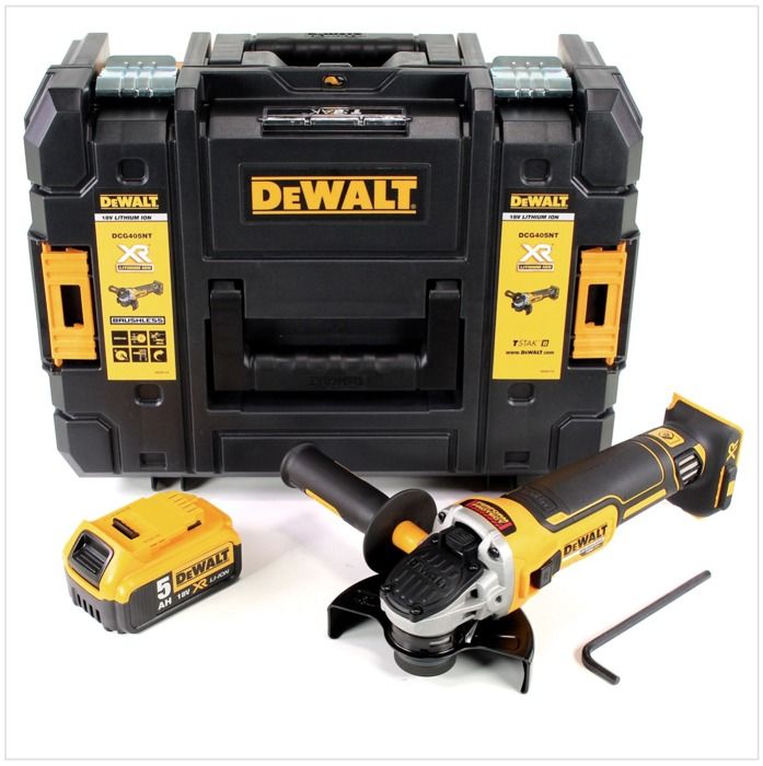 DeWalt DCG 405 18 V 125 mm Meuleuse sans fil Brushless avec boîtier TStak + 1x Batterie 5 Ah sans Chargeur - vue 1