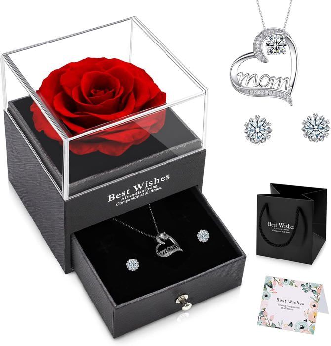 Rose Éternelle sous Cloche, Bijoux Femme, Cadeau Romantique pour Maman, Couple, Anniversaire - Collier Femme, Coffret pour Mamie, Copine, Sœur, Saint Valentin - Fête Des Mères Rose Éternelle sous Cloche, Bijoux Femme, Cadeau Romantique pour Maman, Couple, Anniversaire - Collier Femme, Coffret pour Mamie, Copine, Sœur, Saint Valentin - Fête Des Mères
