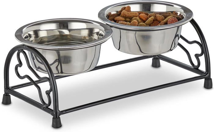 Gamelle Double Pour Petit Chien En Acier Inoxydable - Avec Couvercle, Fond Antidérapant, Isolation Double Paroi