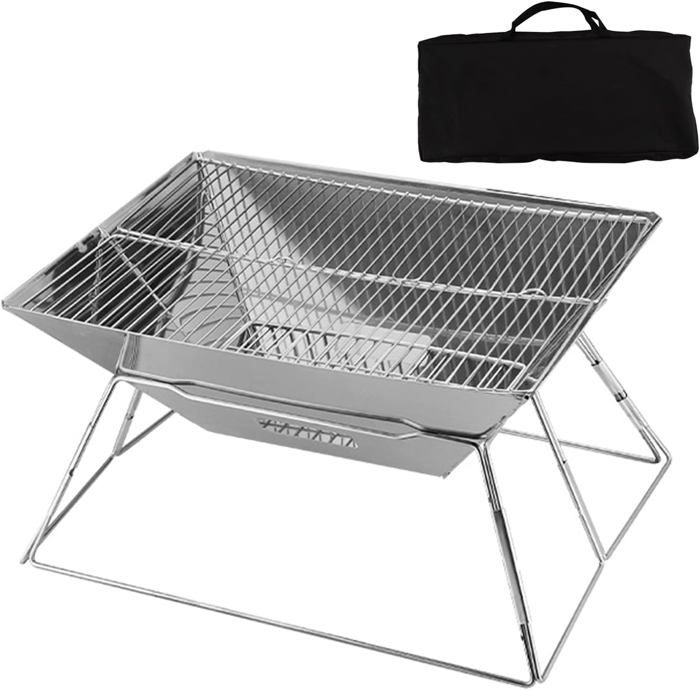 Barbecue à Charbon Portable Pliable AGM – Acier Inox – Pour Pique-nique