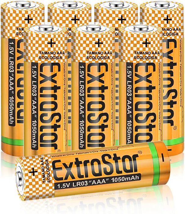 Extrastar Lot de 8 piles alcalines AAA LR03 pour lampes de poche, montres, jouets