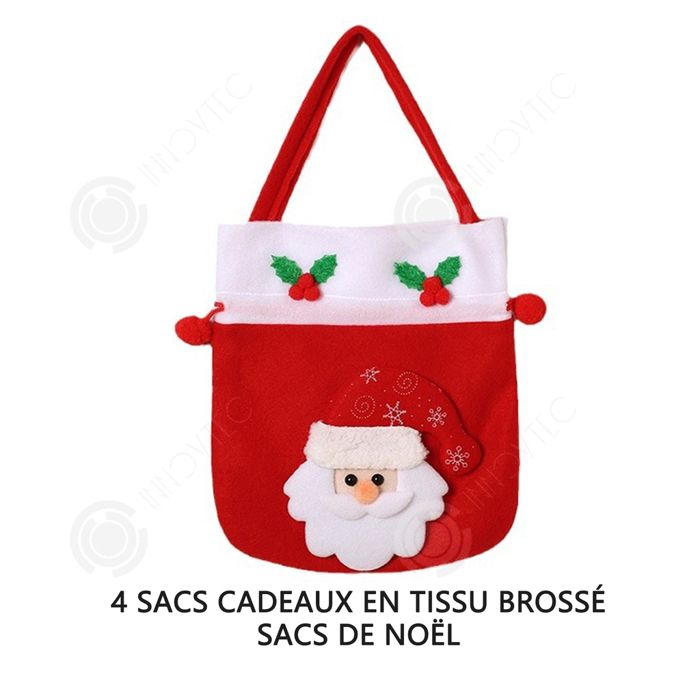 Set De 4 Grand Sac Cadeau Noël Cadeau Sacs Brillant Coloré Noël Sac