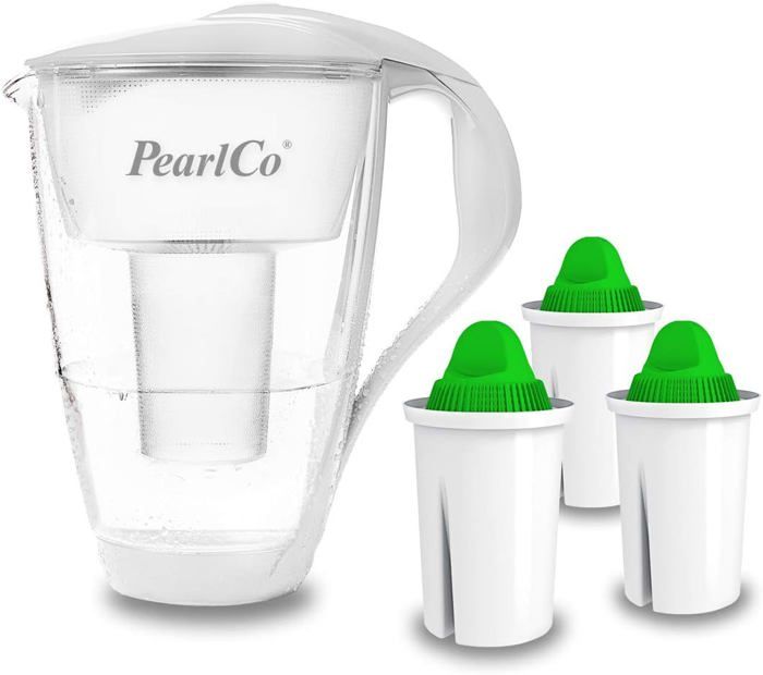 Carafe Filtrante PearlCo 2.4L - Filtre à Eau Compatible Brita Classic - Anthracite