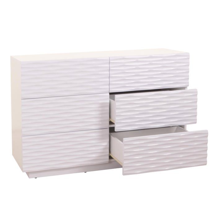 Commode armoire buffet 6 tiroirs design 3d ouverture par pression en bois massif de manguier MDF 81x120x42 cm blanc brillant 04_00 Commode armoire buffet 6 tiroirs design 3d ouverture par pression en bois massif de manguier MDF 81x120x42 cm blanc brillant 04_00