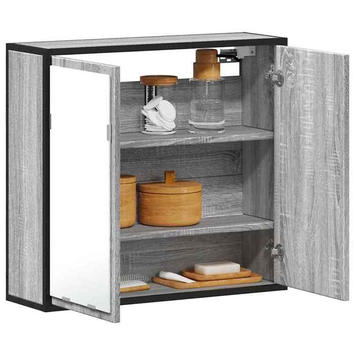 Armoire de salle de bain/COLONNE WC - à miroir - sonoma gris bois d’ingénierie A197