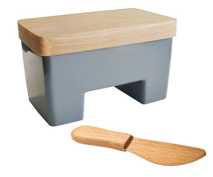 Beurrier à eau - PRACTIC - Gris - Bois de hêtre - Sans BPA - Inclus : Flotteur