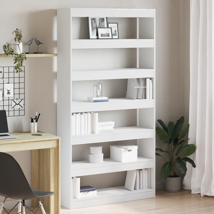 CLARENCEVitrine salon/porte-livres - Bibliothèque blanche bois dingénierie 100 x 30 x 198 cm Étagère EU948683