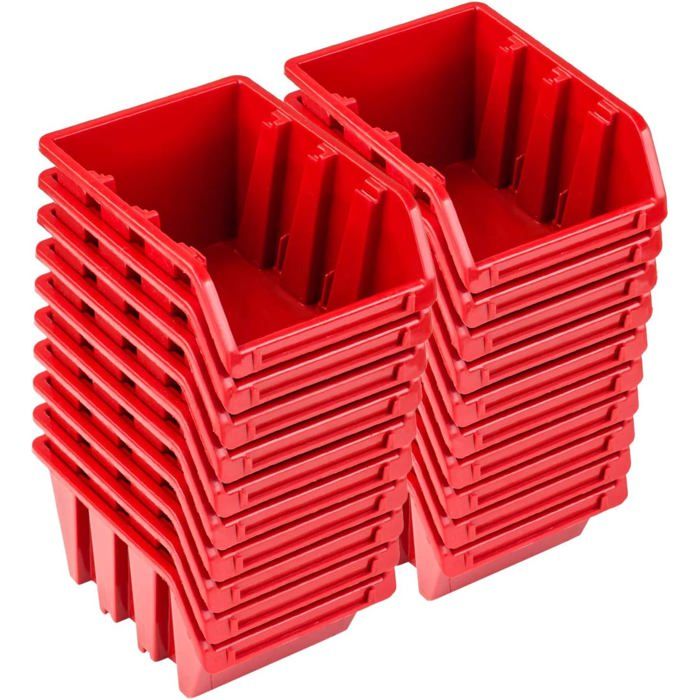 KADAX Lot de 20 boîtes empilables en plastique PP, Différentes tailles KADAX Lot de 20 boîtes empilables en plastique PP, Différentes tailles