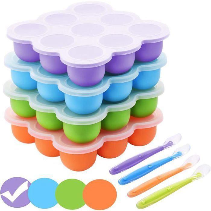 Plateau Congélation Bébé Silicone 9 Compartiments - Cubes Parfaits Pour Purées, Fruits, Soupes & Repas Maison