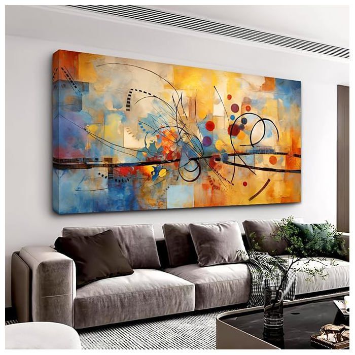 Art abstrait moderne,toile abstraite géométrique vibrante,peinture ...