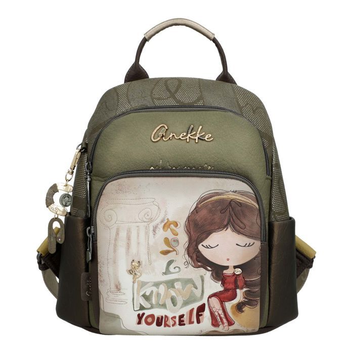Sac à dos - ANEKKE - Muse Backpack - Vert olive multicolore - 29x28x14 cm - 100% polyuréthane Sac à dos - ANEKKE - Muse Backpack - Vert olive multicolore - 29x28x14 cm - 100% polyuréthane