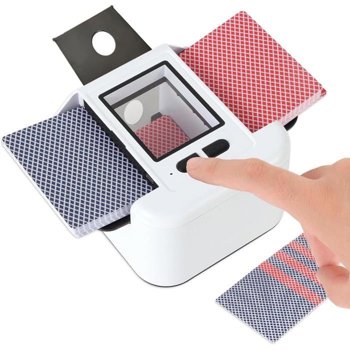 Mélangeur Carte Tarot Efficace ZHENNBY Mélangeur De Cartes Automatique - Pour UNO, Blackjack, Belote, Tarot - 1-2 Jeux, Mode Silencieux Compatible UNO Blackjack