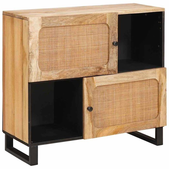Buffet en bois de mangue massif - vidaXL - 80x33 5x75 cm - Marron - Modèle 4018071 - 2 portes à charnières