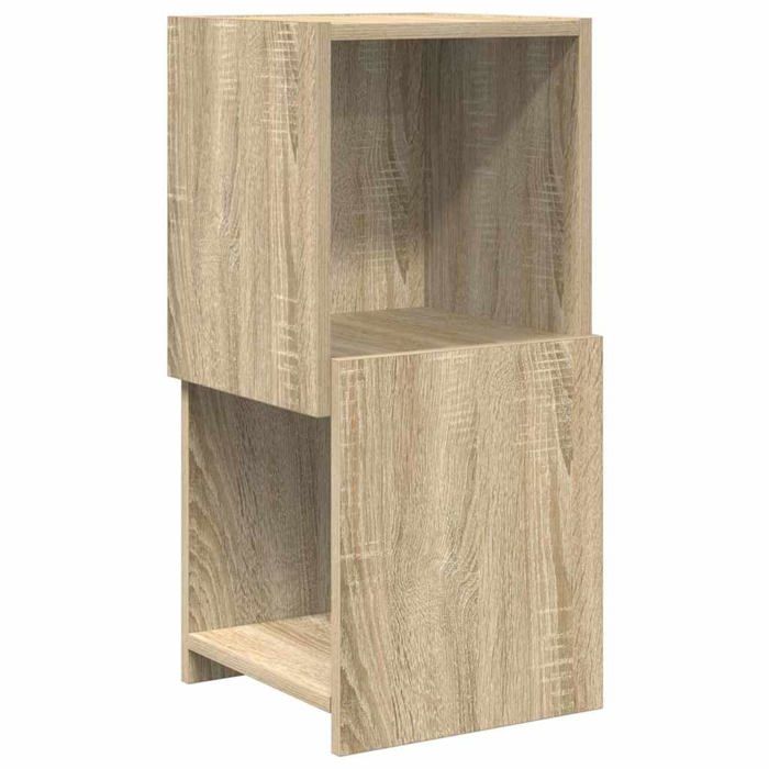 Meuble dangle en bois dingénierie - vidaXL - 30x305x65 cm - Blanc - Chêne Sonoma - 2 étagères - Assemblage requis
