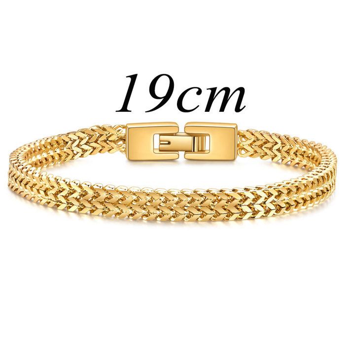 XJYDNCG Bracelet Homme en Acier Inoxydable 6mm - Style minimaliste - 19cm - Or