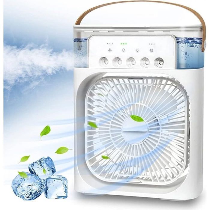 Climatiseur portable 4 en 1 avec brumisateur 3 vitesses idéal maison/bureau – Blanc