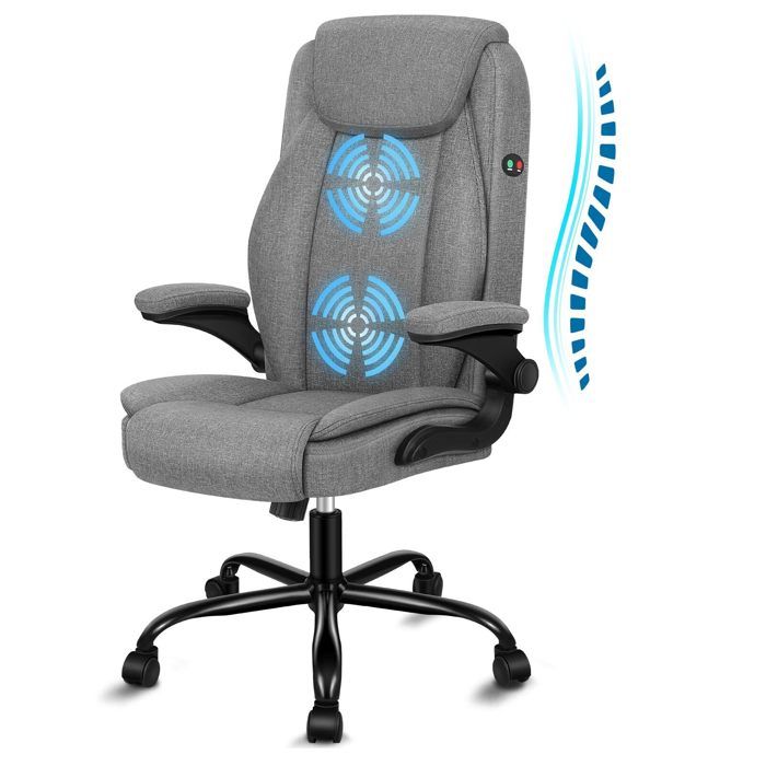Fauteuil de direction ALFORDSON Fenix en lin réglable en hauteur avec dossier haut et inclinable gris