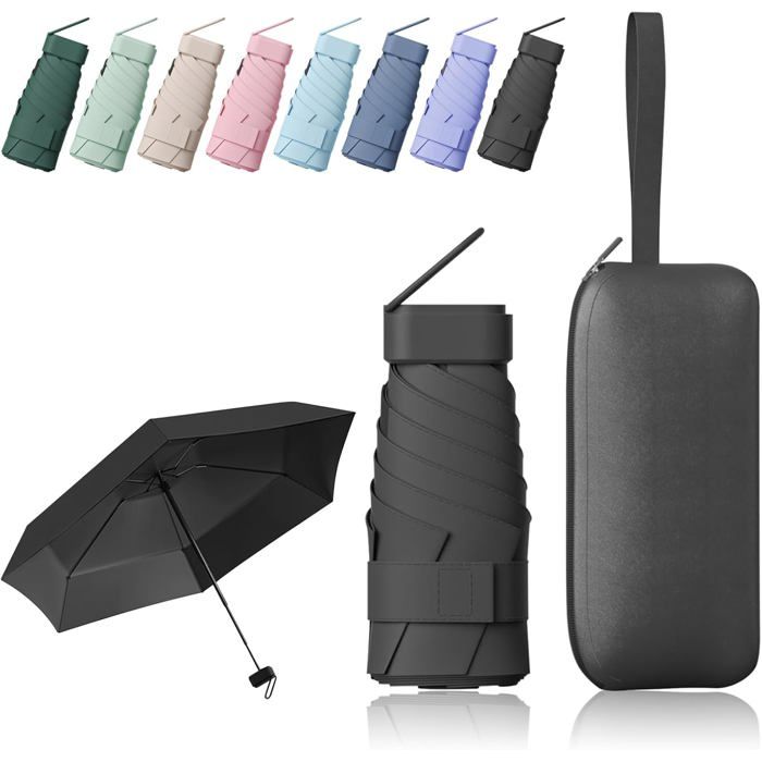 Mini ParapluieParapluie PliantOmbrelle Anti UvMini Parapluie De PocheVoyagePoche SolideAvec Boîte De Rangement