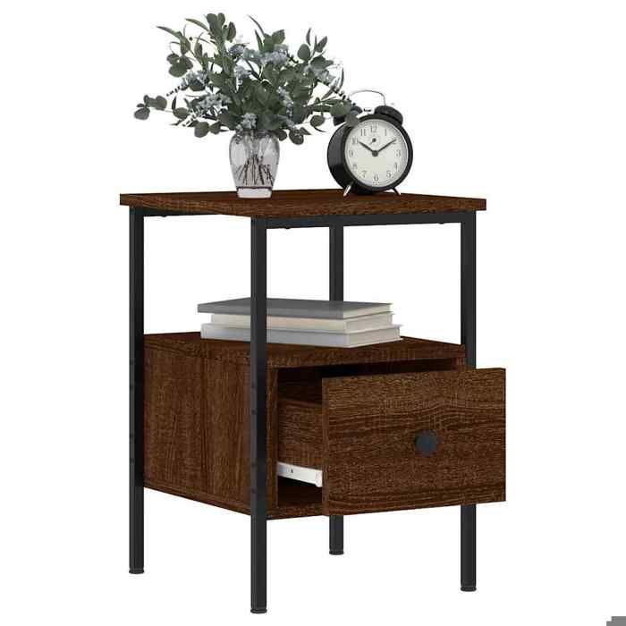Tables de lit Moderne CHIC 2 pcs Armoires de chevet - Pour chambre - chêne marron 34x36x50 cm bois ingénierie CC1101