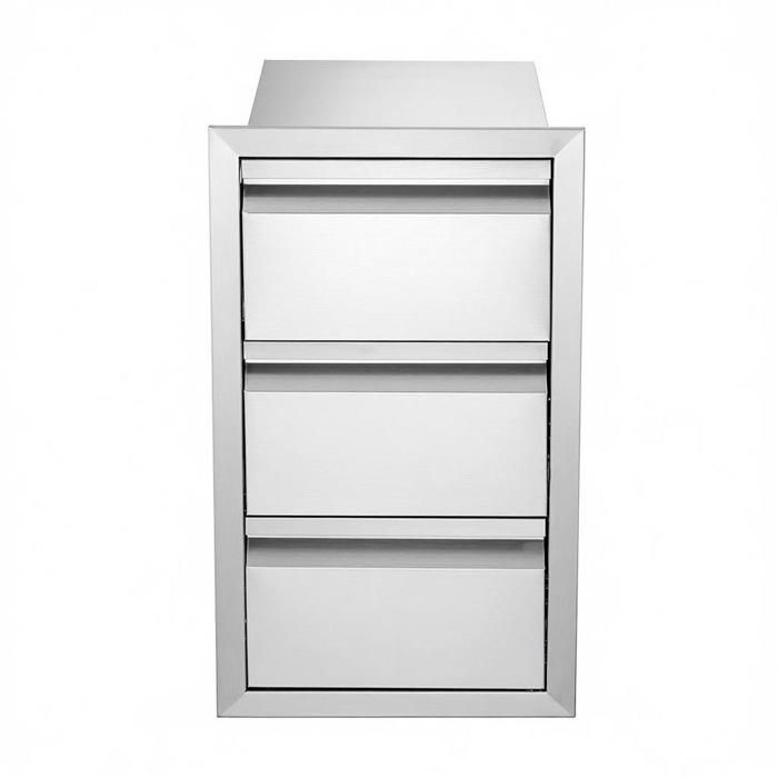 Luscriate - Tiroir Inox de Cuisine dExtérieur à 3 Espaces de Tiroirs de Rangement en Acier Inoxydable 38x48x65 cm Commode