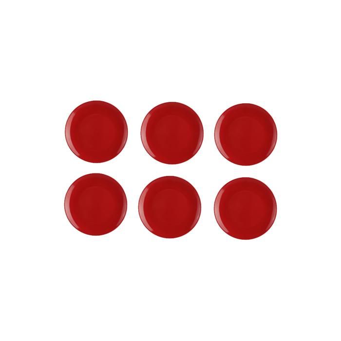 Lot de 6 assiettes plates - Colorama - D 27 cm - Rouge